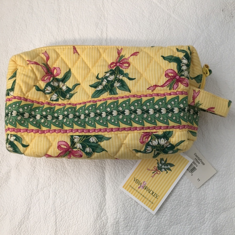 Vera Bradley yellow hope makeup case NWT